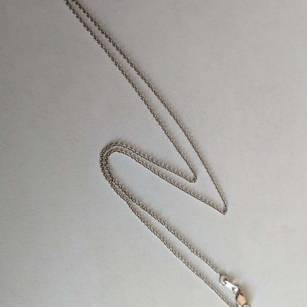Vintage Classic REISS 14KT White Gold 16” Rolo Link Chain Necklace - Stamped
